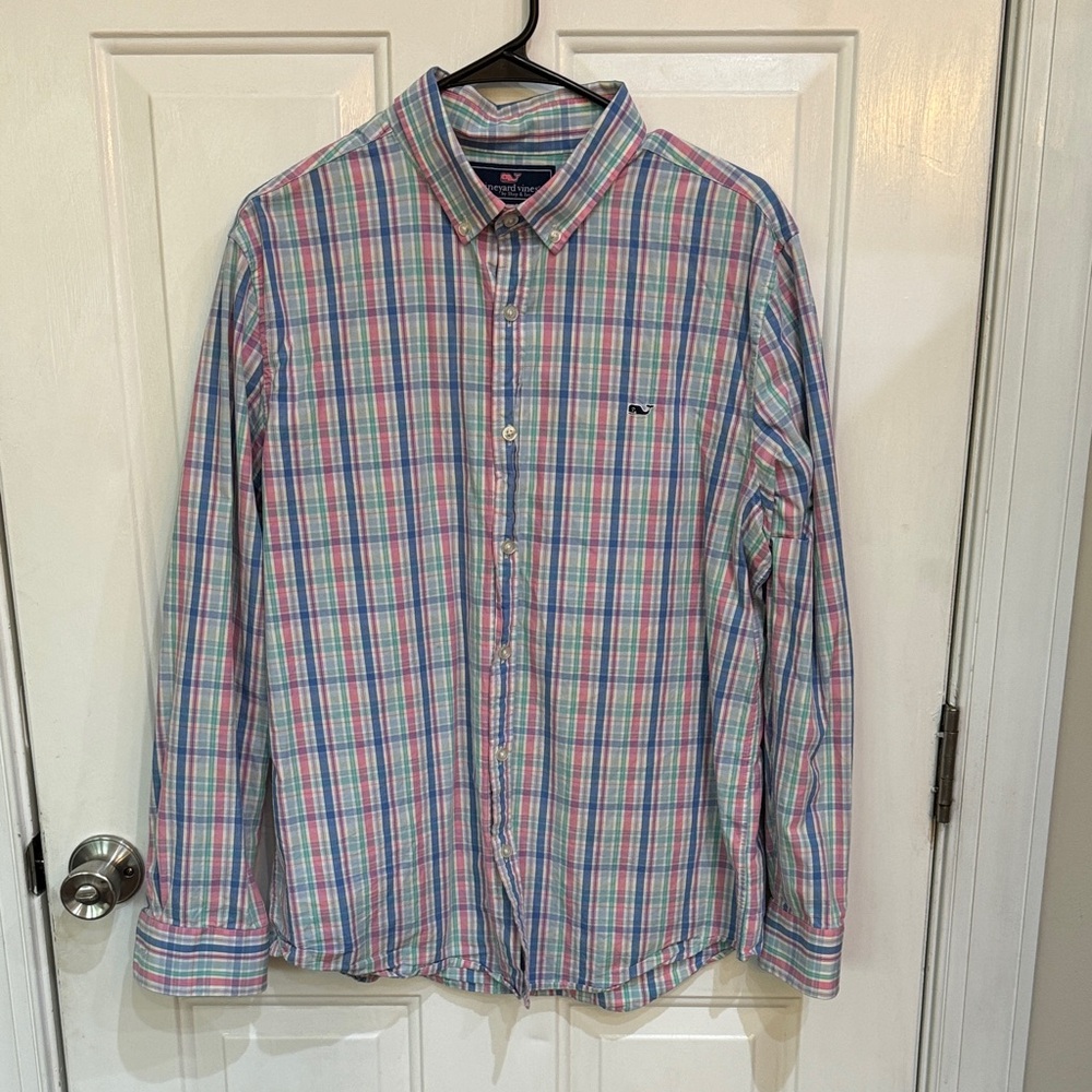 Vineyard Vines Men's Pastel Plaid Button Down Shirt